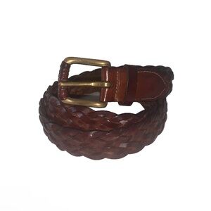 Cole Haan Leather Braided Belt Men Size 40/100 Brown Western Boho Italy